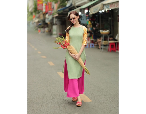 Áo Dài Gấm Xanh AD04-XC F2 Fashion & Freedom ảnh 0