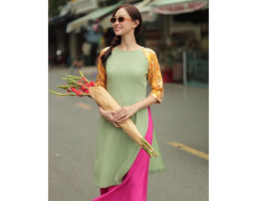 Áo Dài Gấm Xanh AD04-XC F2 Fashion & Freedom ảnh 2