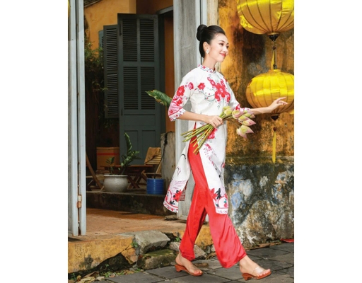 Quần Áo Dài Lụa Đỏ QAD06-D F2 Fashion & Freedom ảnh 2