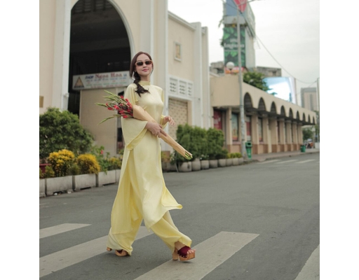 Quần Áo Dài Lụa Vàng QAD14-V F2 Fashion & Freedom ảnh 1