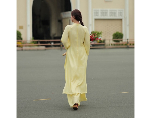 Quần Áo Dài Lụa Vàng QAD14-V F2 Fashion & Freedom ảnh 2