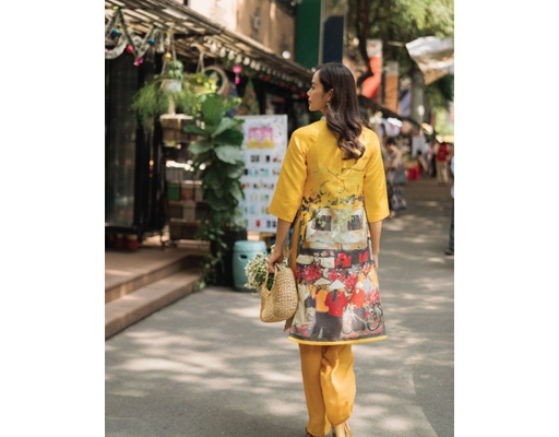 Quần Áo Dài Lụa Vàng QAD06-V F2 Fashion & Freedom ảnh 1