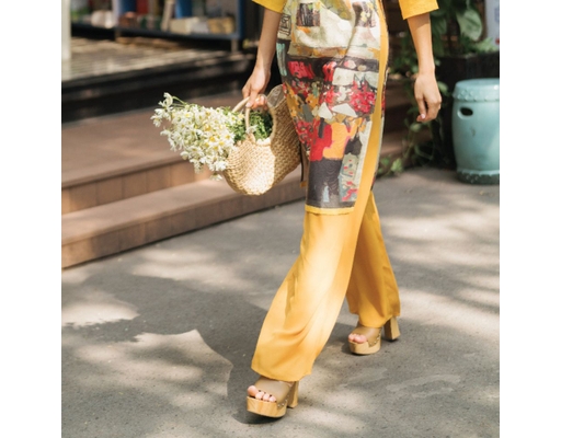 Quần Áo Dài Lụa Vàng QAD06-V F2 Fashion & Freedom ảnh 2