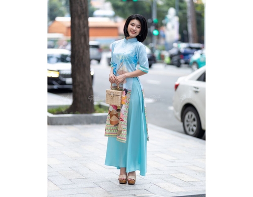 Chân Váy Lụa Xanh VAD06-XANH TT F2 Fashion & Freedom ảnh 2