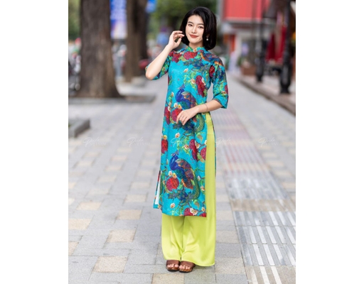 Áo Dài Gấm Xanh AD73-XCC F2 Fashion & Freedom ảnh 1