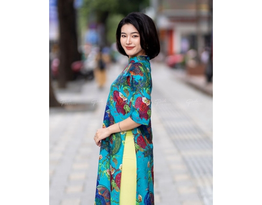 Áo Dài Gấm Xanh AD73-XCC F2 Fashion & Freedom ảnh 3