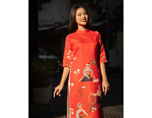 Áo Dài Gấm Đỏ AD57-DBCG F2 Fashion & Freedom ảnh 1