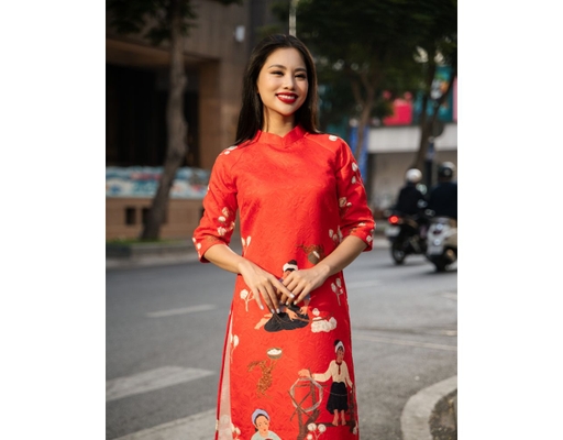 Áo Dài Gấm Đỏ AD57-DBCG F2 Fashion & Freedom ảnh 3