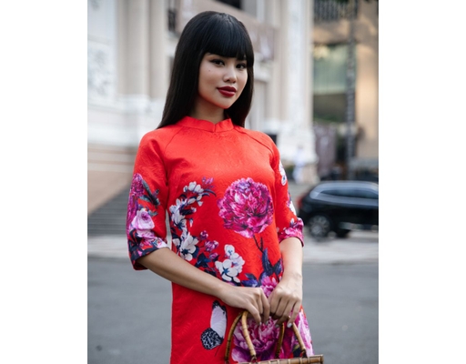 Áo Dài Gấm Đỏ AD14-DMD F2 Fashion & Freedom ảnh 2