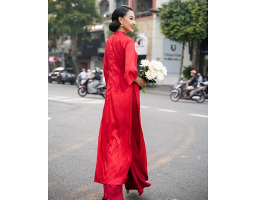 Áo Dài Gấm Đỏ AD44-DO F2 Fashion & Freedom ảnh 1