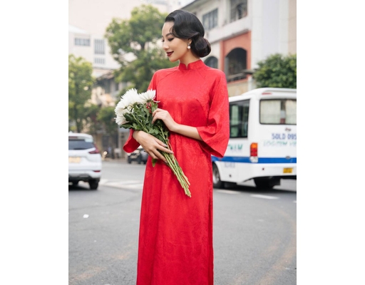 Áo Dài Gấm Đỏ AD44-DO F2 Fashion & Freedom ảnh 3