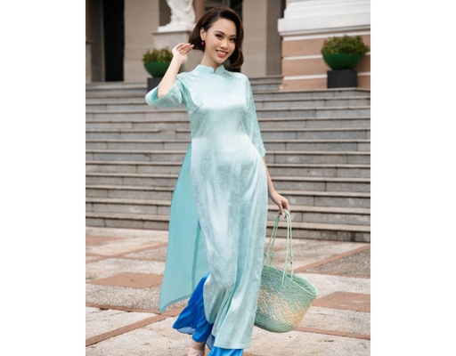 Áo Dài Gấm Xanh AD44-X F2 Fashion & Freedom ảnh 1