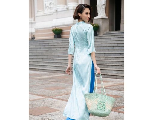 Áo Dài Gấm Xanh AD44-X F2 Fashion & Freedom ảnh 2