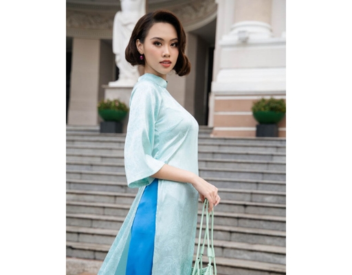 Áo Dài Gấm Xanh AD44-X F2 Fashion & Freedom ảnh 4