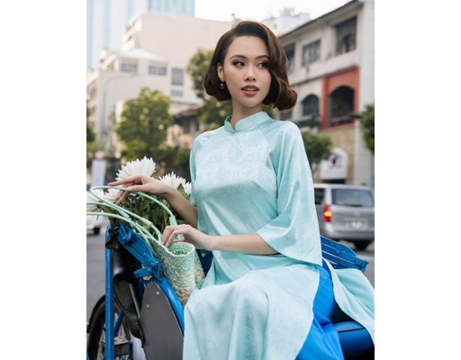 Áo Dài Gấm Xanh AD44-X F2 Fashion & Freedom ảnh 5