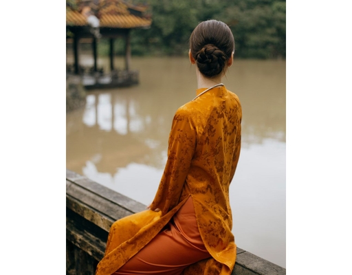 Quần Áo Dài Lụa Cam QAD11-C F2 Fashion & Freedom ảnh 2