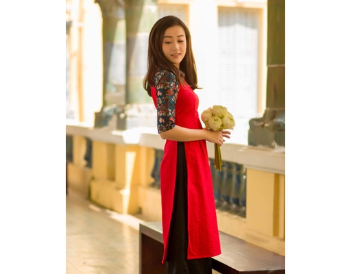 Áo Dài Gấm Đỏ AD04-D F2 Fashion & Freedom ảnh 1