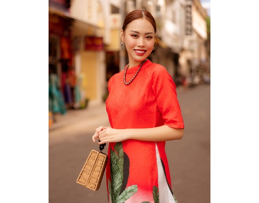 Áo Dài Gấm Đỏ AD14-DCE F2 Fashion & Freedom ảnh 3