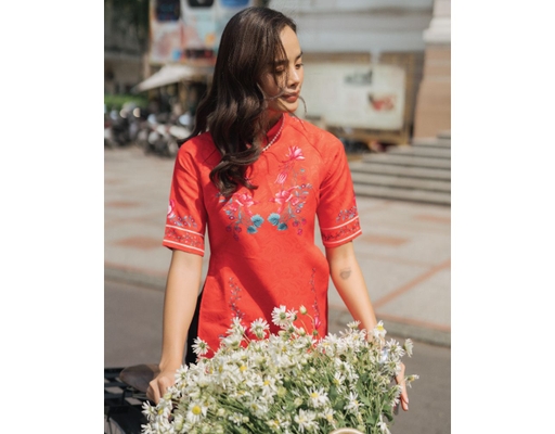 Áo Dài Gấm Đỏ AD14-DLK F2 Fashion & Freedom ảnh 0
