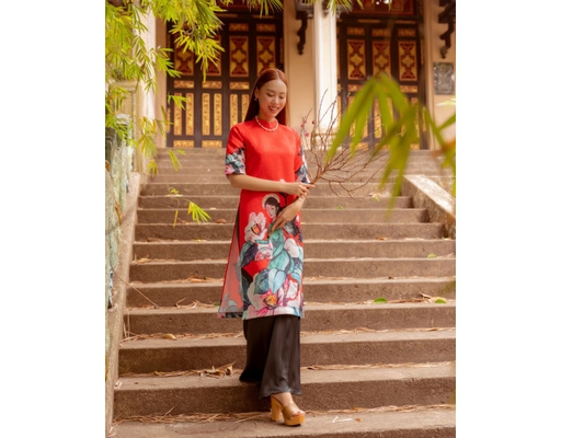 Áo Dài Gấm Đỏ AD14-DPN F2 Fashion & Freedom ảnh 1