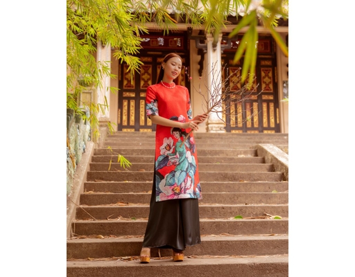 Áo Dài Gấm Đỏ AD14-DPN F2 Fashion & Freedom ảnh 2