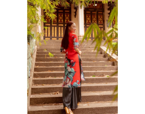 Áo Dài Gấm Đỏ AD14-DPN F2 Fashion & Freedom ảnh 3