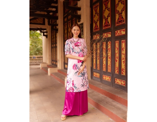 Áo Dài Gấm Hồng AD14-HMD F2 Fashion & Freedom ảnh 1