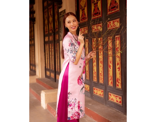Áo Dài Gấm Hồng AD14-HMD F2 Fashion & Freedom ảnh 2