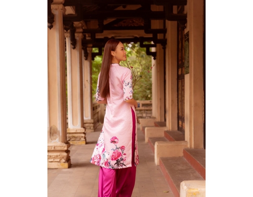 Áo Dài Gấm Hồng AD14-HMD F2 Fashion & Freedom ảnh 3