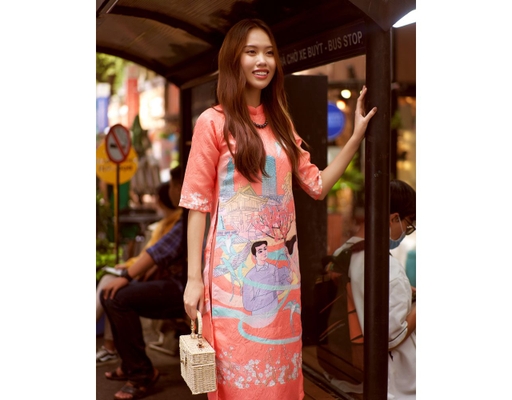 Áo Dài Gấm Hồng AD14-HVC F2 Fashion & Freedom ảnh 2