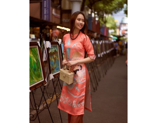 Áo Dài Gấm Hồng AD14-HVC F2 Fashion & Freedom ảnh 3