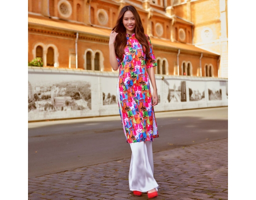 Áo Dài Gấm Mèo Nhiều Màu AD14-MNM F2 Fashion & Freedom ảnh 0