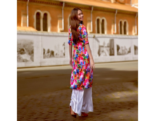 Áo Dài Gấm Mèo Nhiều Màu AD14-MNM F2 Fashion & Freedom ảnh 1