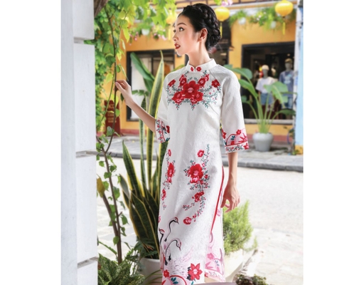 Áo Dài Gấm Trắng AD14-TD F2 Fashion & Freedom ảnh 0