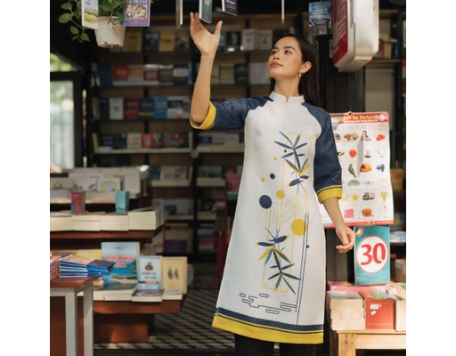 Áo Dài Gấm Trắng AD14-TLT F2 Fashion & Freedom ảnh 2
