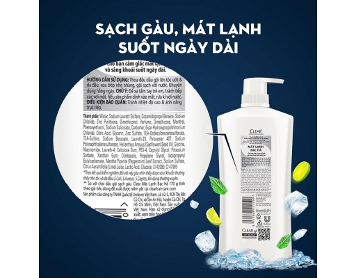 Dầu Gội Mát Lạnh Bạc Hà Sạch Gàu 630g Clear ảnh 3