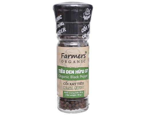 Tiêu Đen Hạt Hữu Cơ Có Cối Xay 55g Farmers ảnh 0