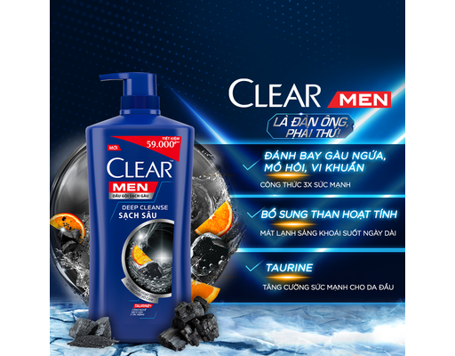 Dầu Gội Cho Nam Sạch Sâu Giảm Gàu Ngứa Vi Khuẩn 900g CLEAR MEN ảnh 2
