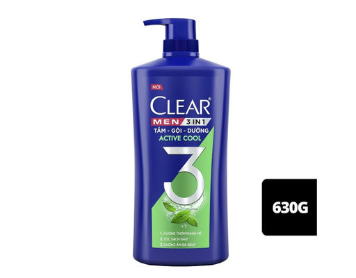 Dầu Tắm Gội Dưỡng Toàn Thân Cho Nam 3in1 Mát Lạnh 630g CLEAR MEN ảnh 0