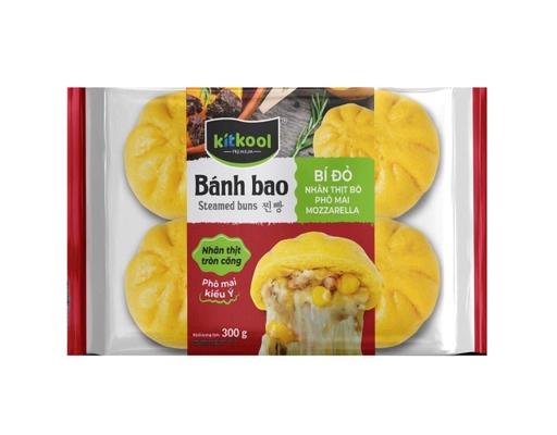 Bánh Bao Bí Đỏ Nhân Thịt Bò Phô Mai Mozzarella 300g Kitkool ảnh 0