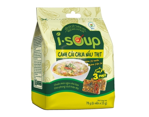 Gói 6 Viên Canh Cải Chua Nấu Thịt 13g Isoup ảnh 0