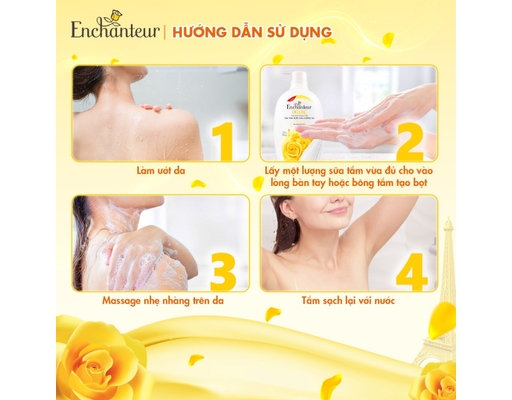 Sữa Tắm Dưỡng Trắng Và Dưỡng Ẩm Có Hạt Hương Nước Hoa Charming 650g Enchanteur ảnh 1