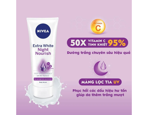 Serum Dưỡng Thể Trắng Da Ban Đêm Extra White Night Nourish Body Serum 200ml NIVEA ảnh 3