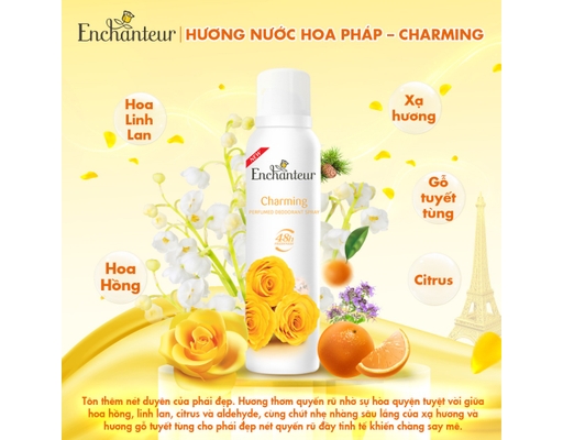 Xịt Khử Mùi Hương Nước Hoa Charming 150ml Enchanteur ảnh 3