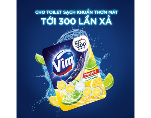 Viên Treo Bồn Cầu Power 5 Sạch Khuẩn Hương Chanh 55g VIM ảnh 3