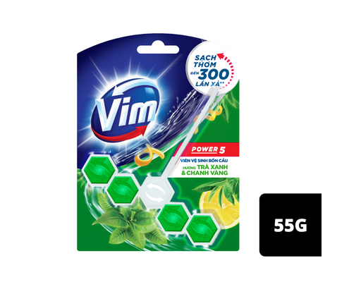 Viên Tẩy Bồn Cầu Power 5 Hương Trà Xanh & Chanh Vàng 55g VIM ảnh 0