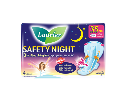 Băng Vệ Sinh Ban Đêm Safety Night 35cm 4 Miếng Laurier ảnh 0