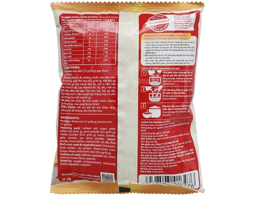 Thùng 30 Gói Cháo Yến Dinh Dưỡng Yến Việt Vị Gà Gói 50g Yến Việt ảnh 2