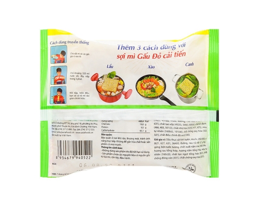 Thùng 30 Gói Mì Chay Gấu Đỏ Vị Nấm Gói 62g Gấu Đỏ ảnh 2