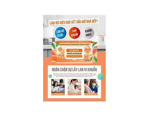Khăn Ướt Lau Ố Dầu Nhà Bếp 30 Miếng Let-green ảnh 2